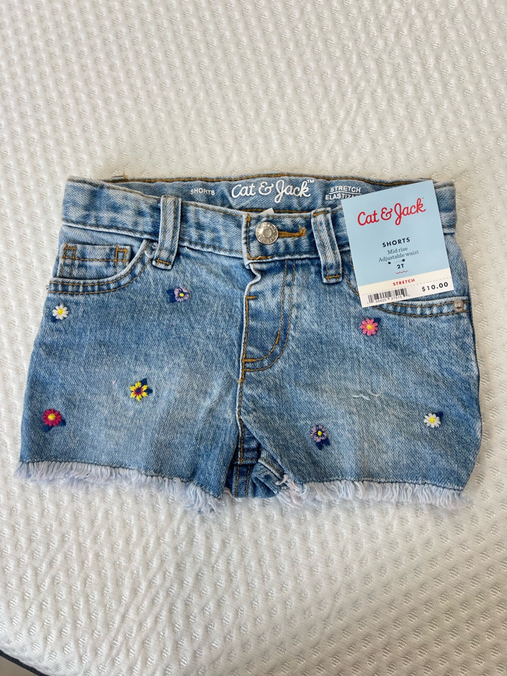 Cat & Jack Light Blue Denim Floral Embroidered Shorts